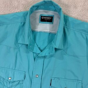 Hooey Habitat Western Shirt Short Sleeve Vented Fishing Turquoise Mens XL Casual